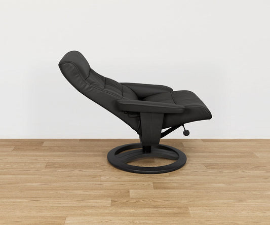 Fauteuil inclinable et ottoman en cuir Hans