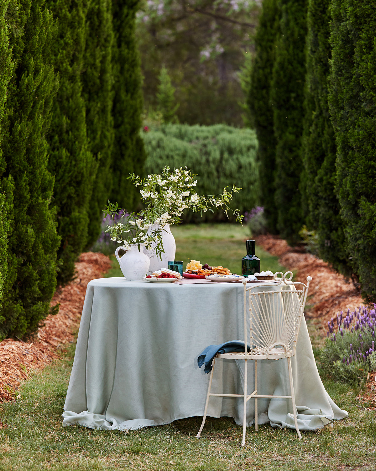 Nappe en lin français 100 % couleur sauge