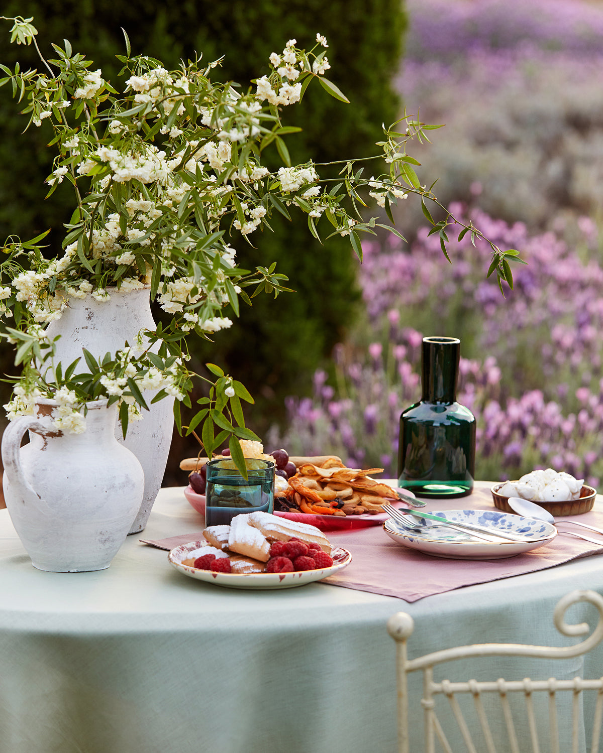 Nappe en lin français 100 % couleur sauge