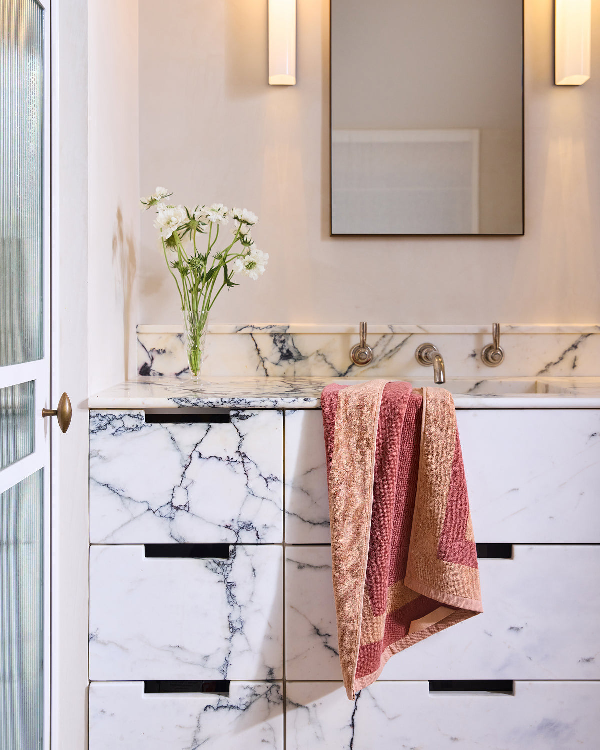 Serviette de toilette Heritage en terre cuite et argile rose