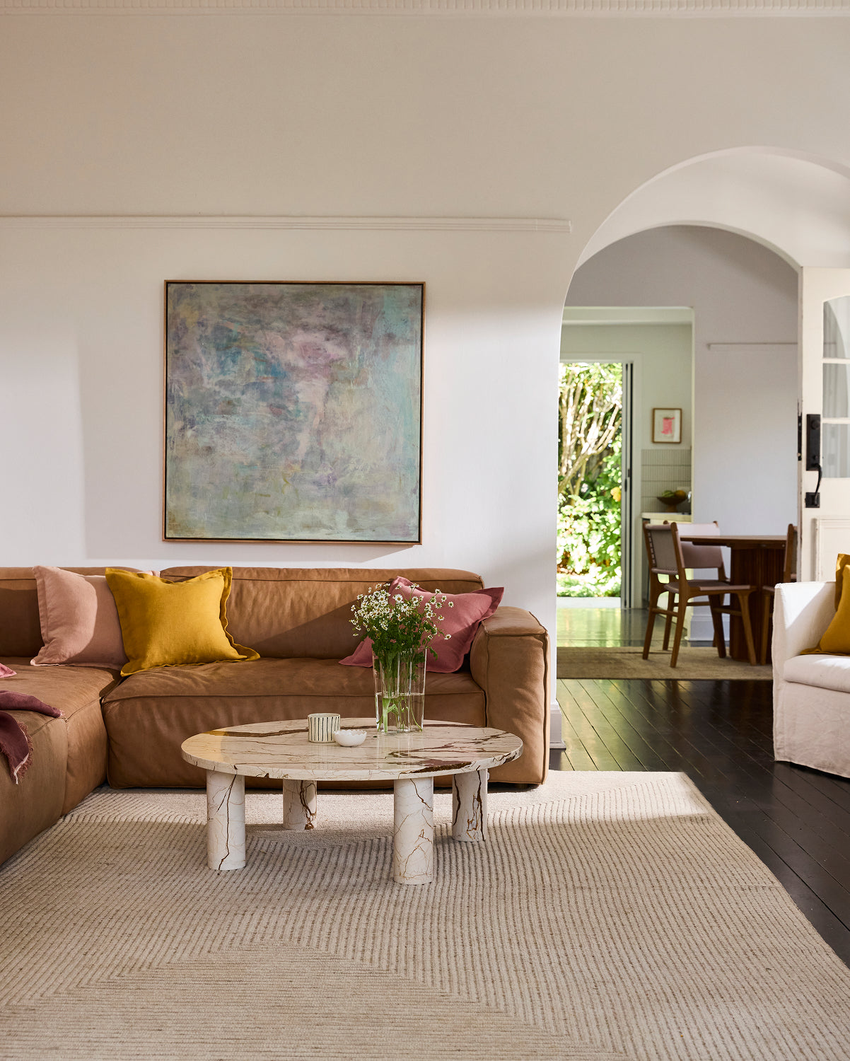 Housse de coussin en lin 100 % français, motif curcuma