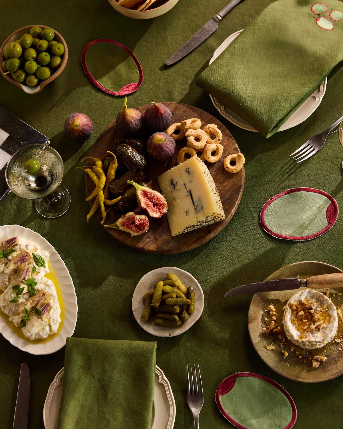 Nappe en lin 100 % français couleur olive