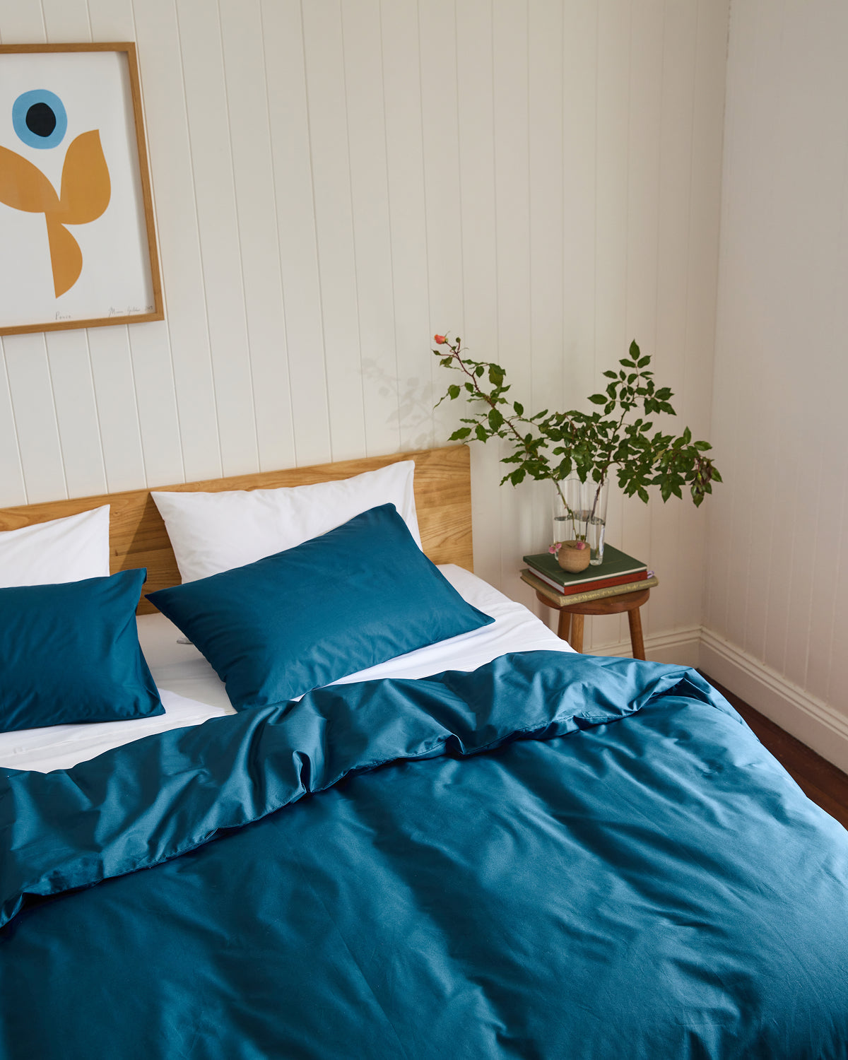 Ensemble de literie en coton biologique blanc égéen et blanc éclatant