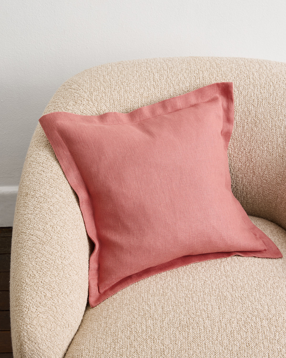 Housse de coussin 100 % lin français couleur argile rose