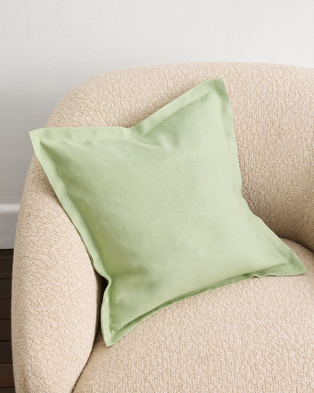 Housse de coussin couleur sauge, 100 % lin français