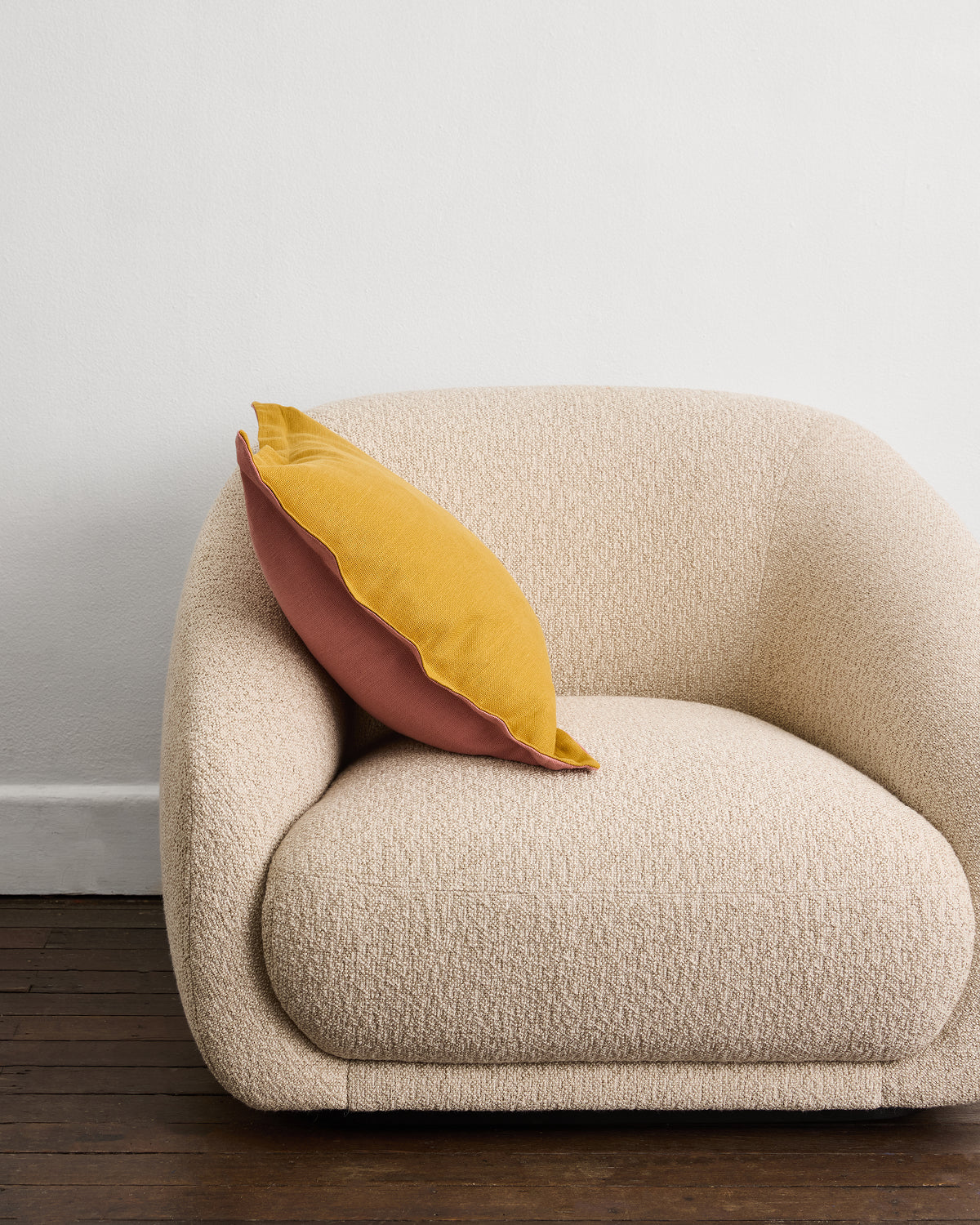 Housse de coussin 100 % lin français, argile rose et curcuma