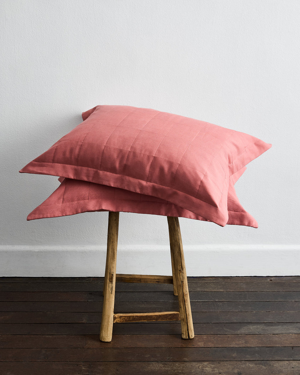 Taies d'oreiller matelassées couleur argile rose (lot de deux)