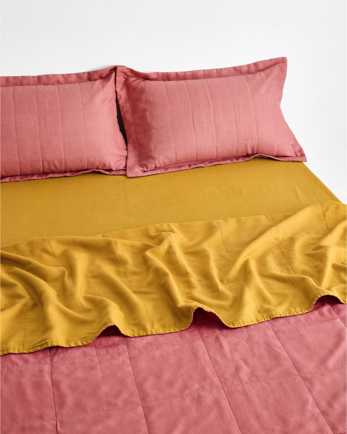 Pink Clay Quilted Pillowcases (Set of Two)