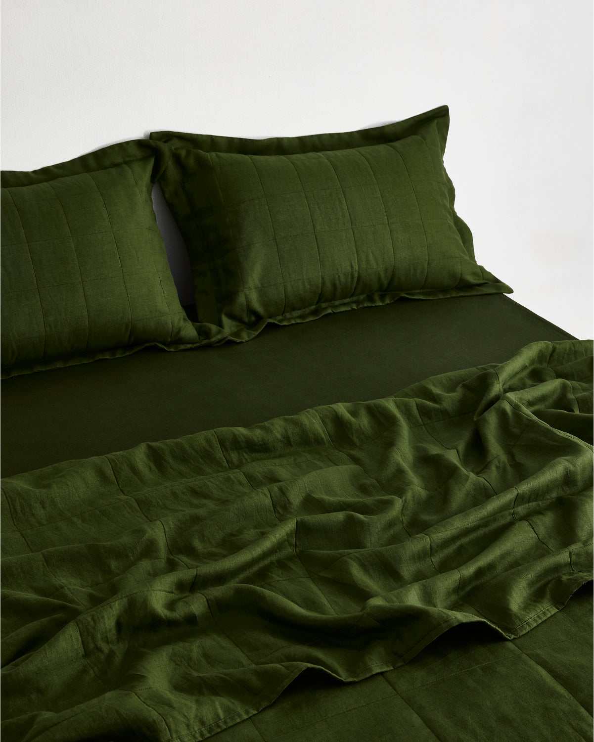 Olive Quilted Pillowcases (Set of Two)