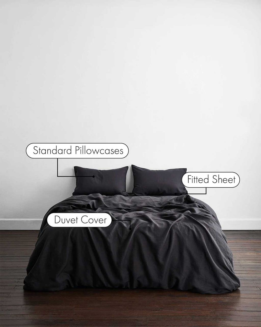 Ensemble de literie en lin 100 % français couleur anthracite