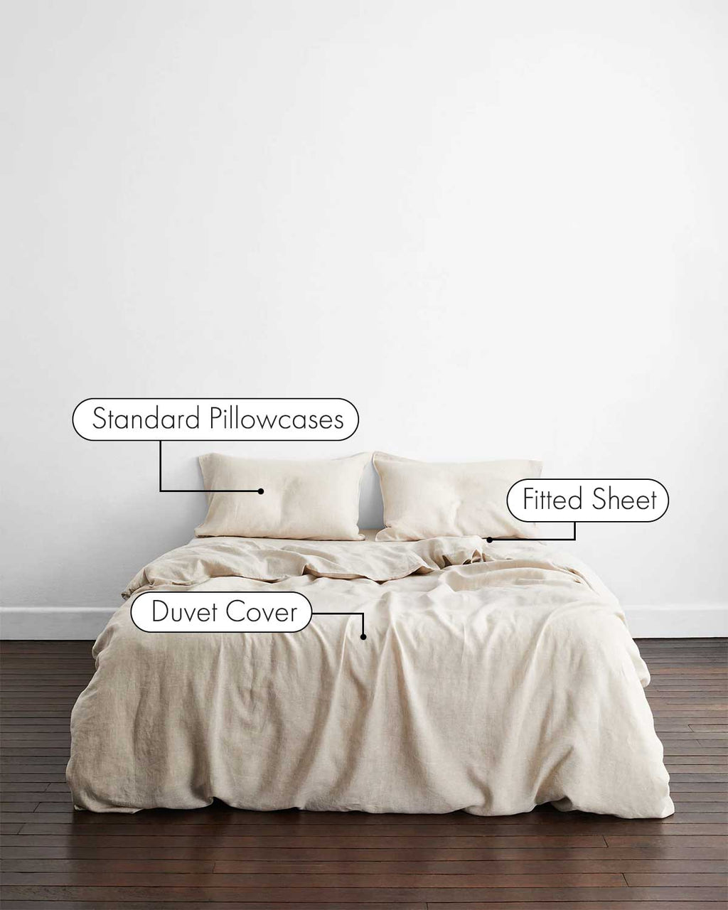 Ensemble de literie en lin 100 % français couleur avoine