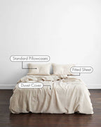 Ensemble de literie en lin 100 % français couleur avoine