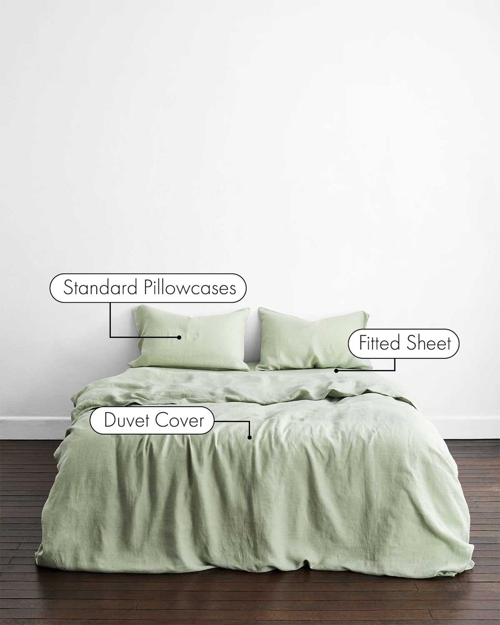 Ensemble de literie en lin 100 % français couleur sauge