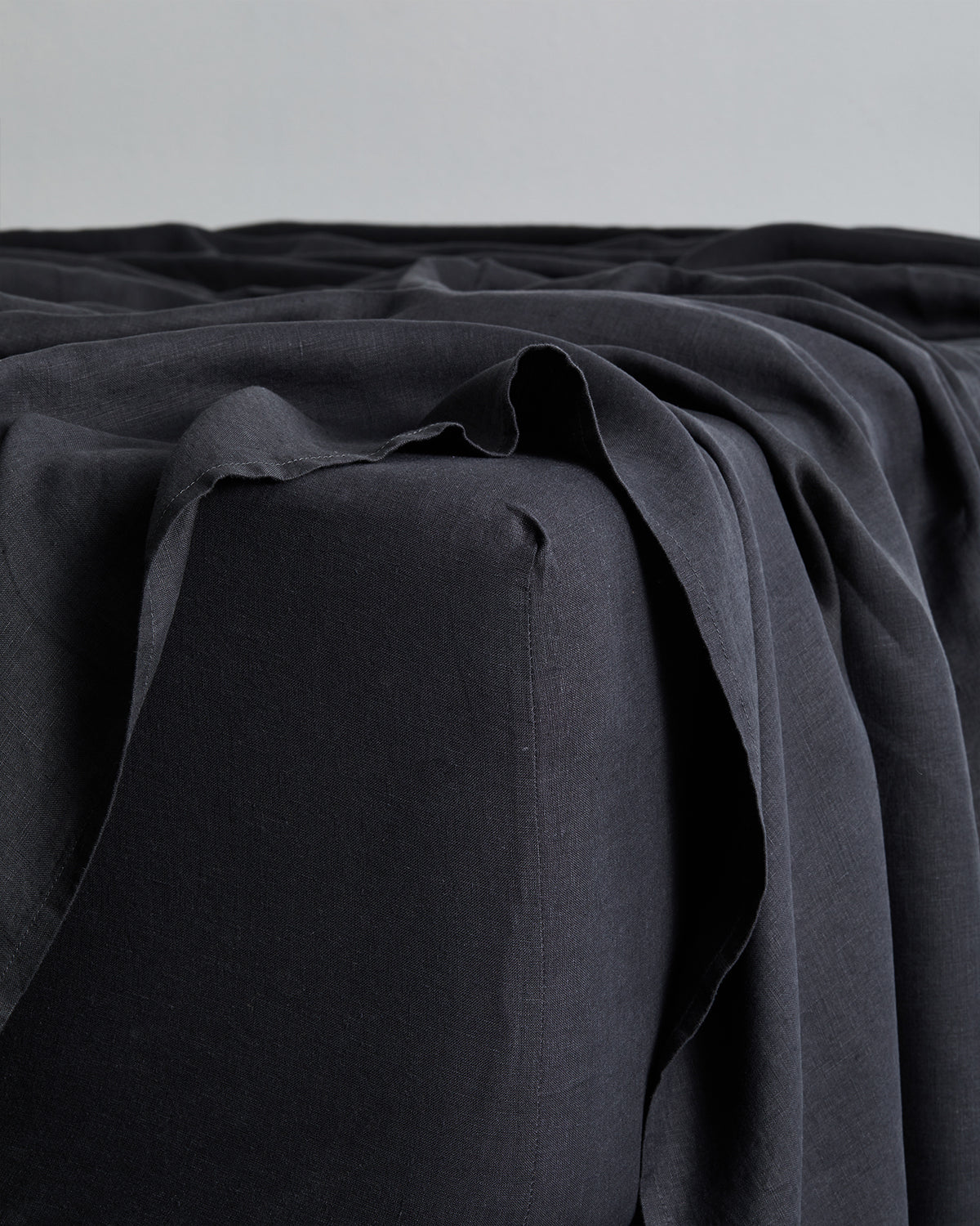 Drap-housse 100 % lin français couleur anthracite