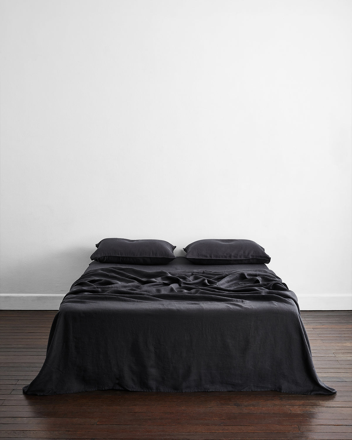 Drap plat en lin français 100 % anthracite