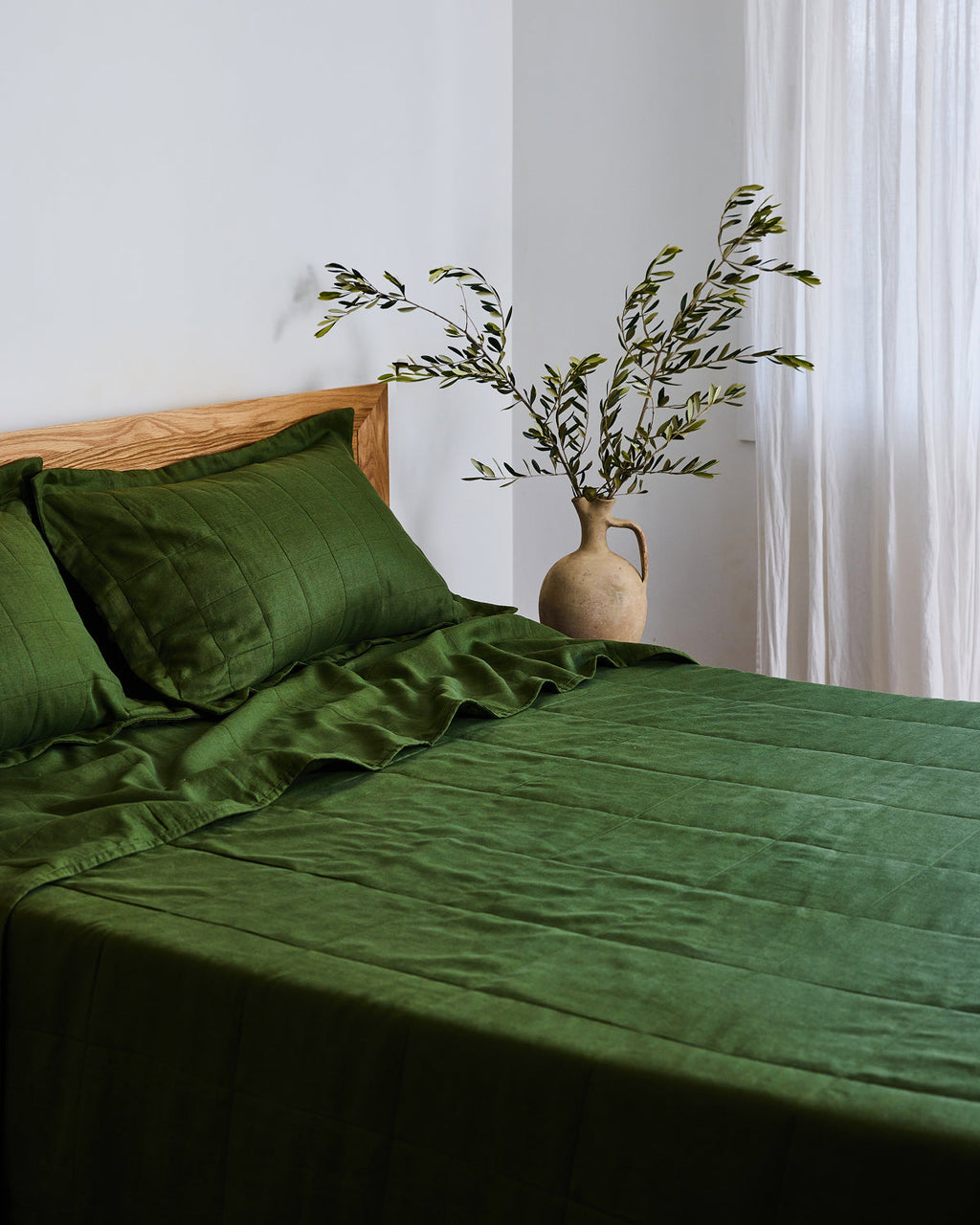Taies d'oreiller matelassées olive (lot de deux)