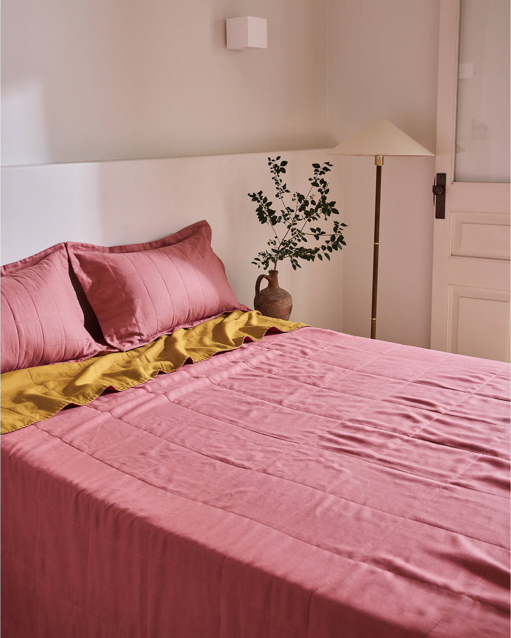 Taies d'oreiller matelassées couleur argile rose (lot de deux)