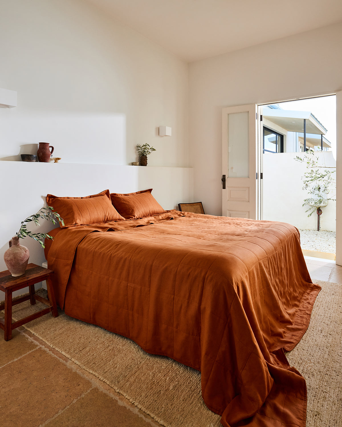 Taies d'oreiller matelassées couleur rouille (lot de deux)