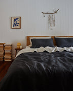 Ensemble de literie en lin 100 % français couleur anthracite