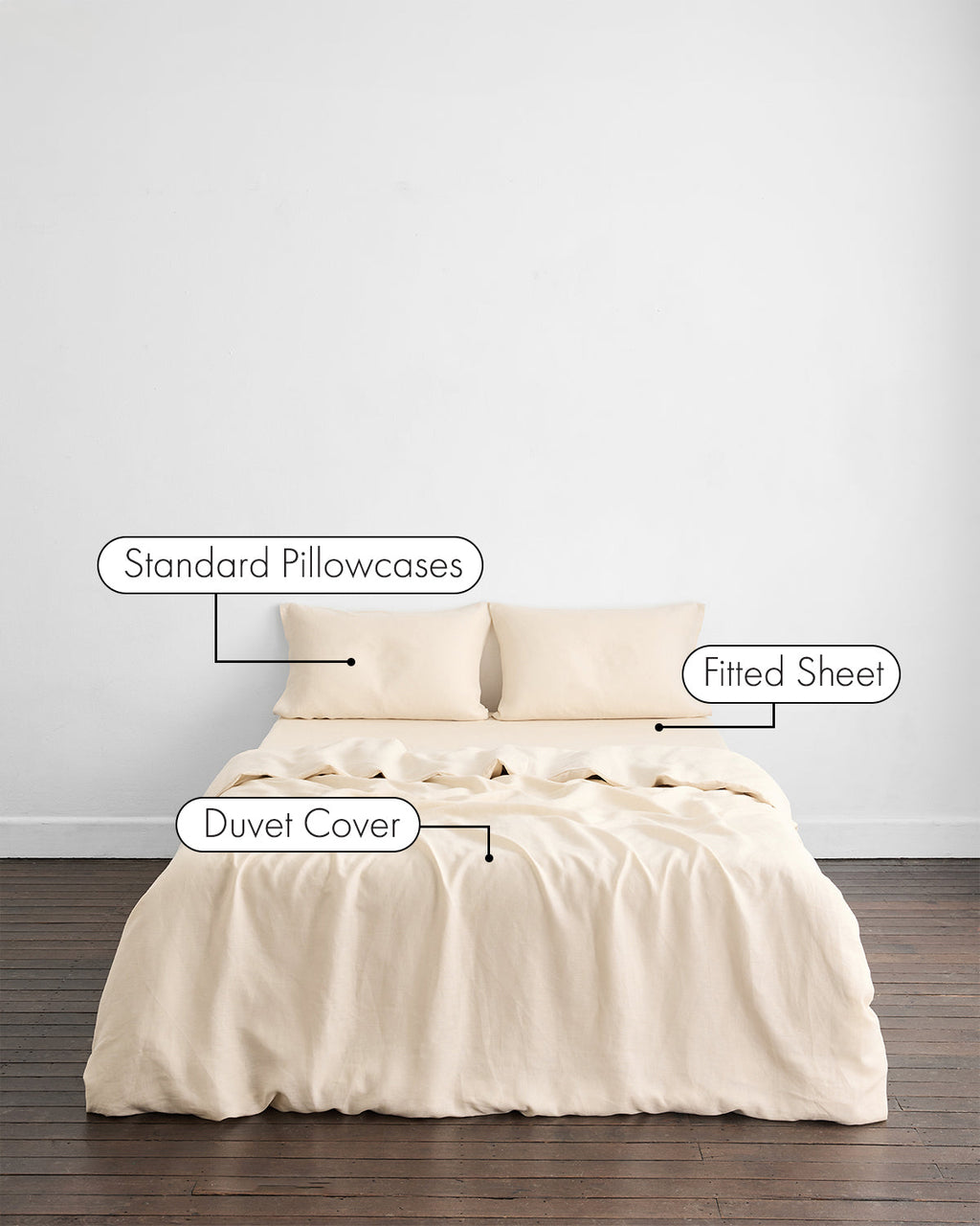 Parure de lit crème 100 % lin français