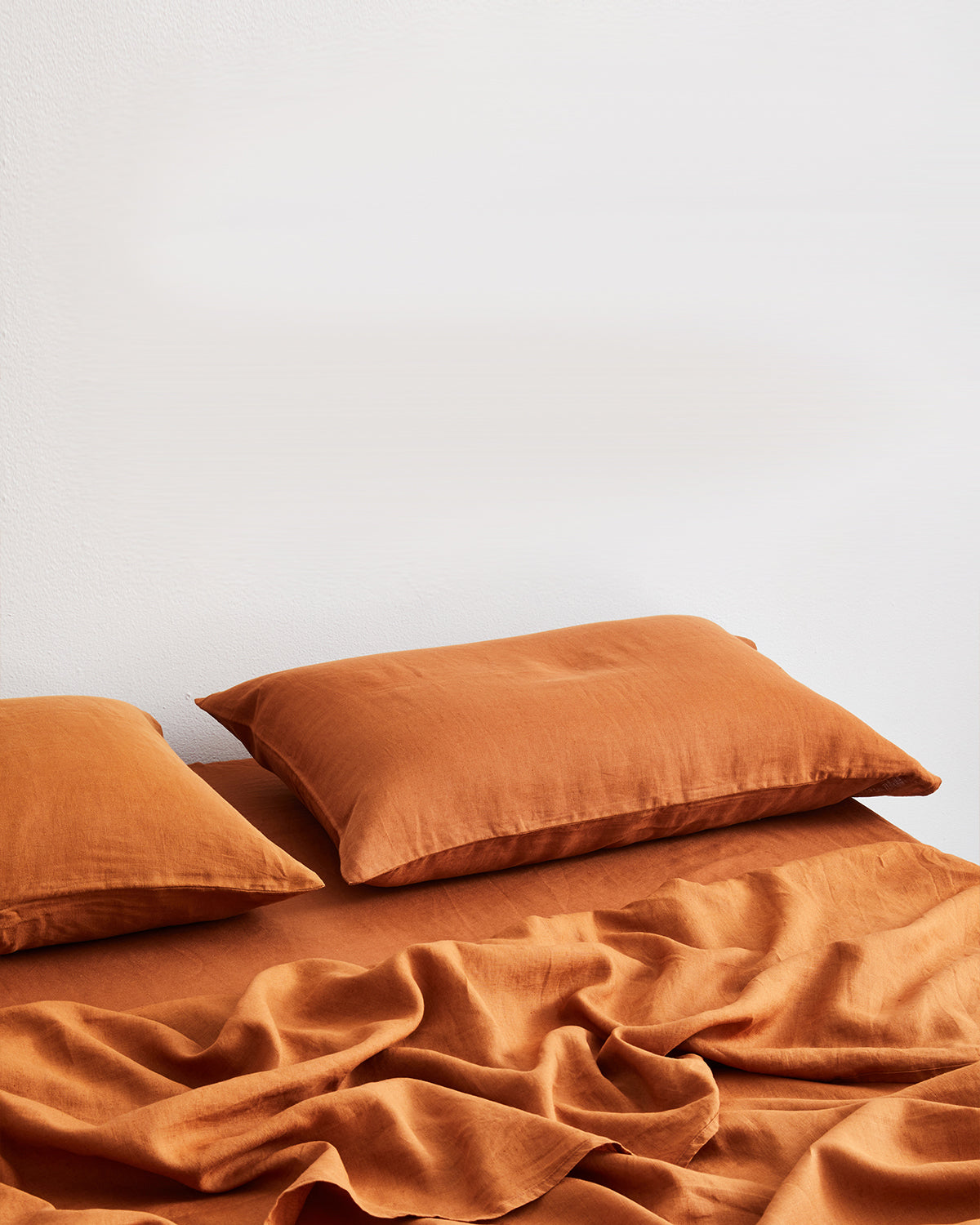 Drap-housse 100 % lin français couleur rouille