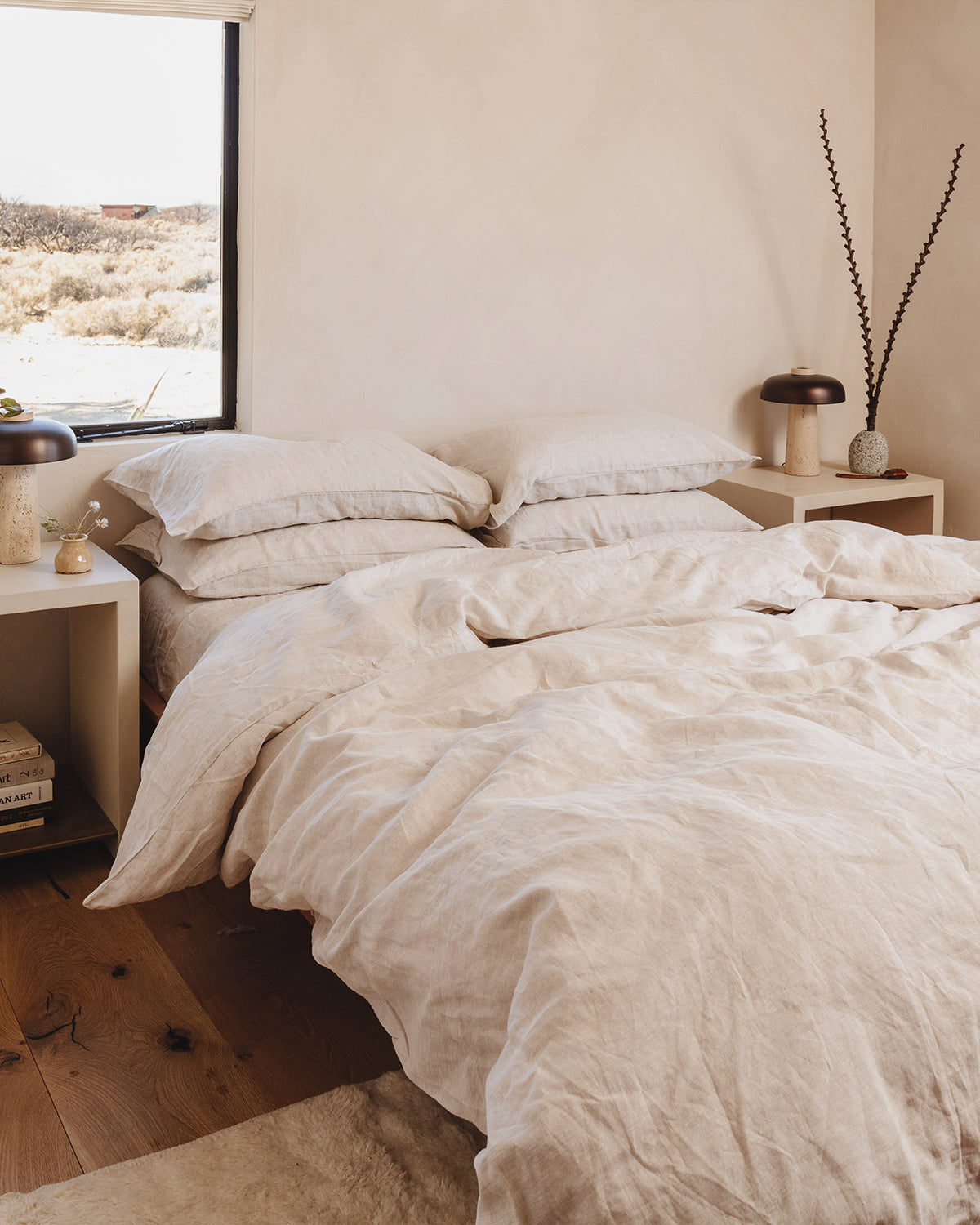 Drap plat en lin 100 % français couleur avoine