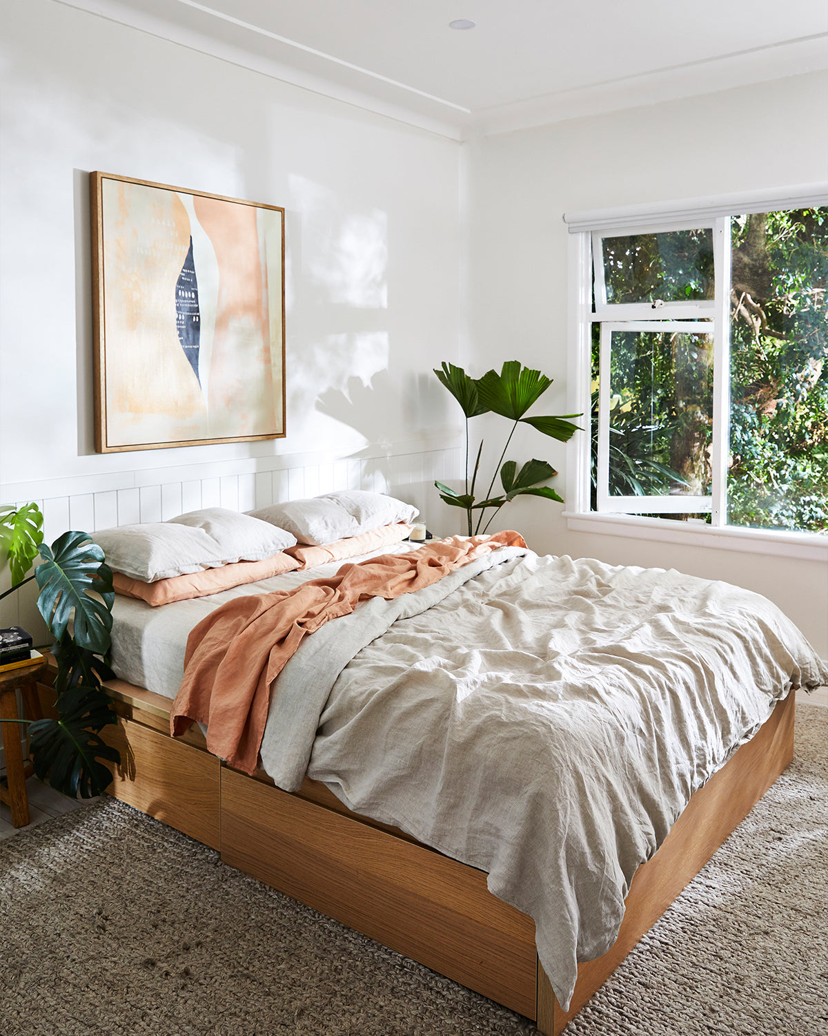 Drap-housse en lin 100 % français couleur avoine