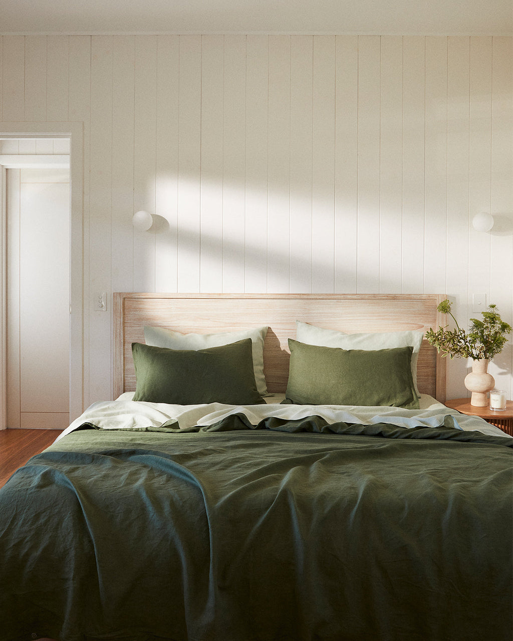 Ensemble de literie Olive 100% lin français