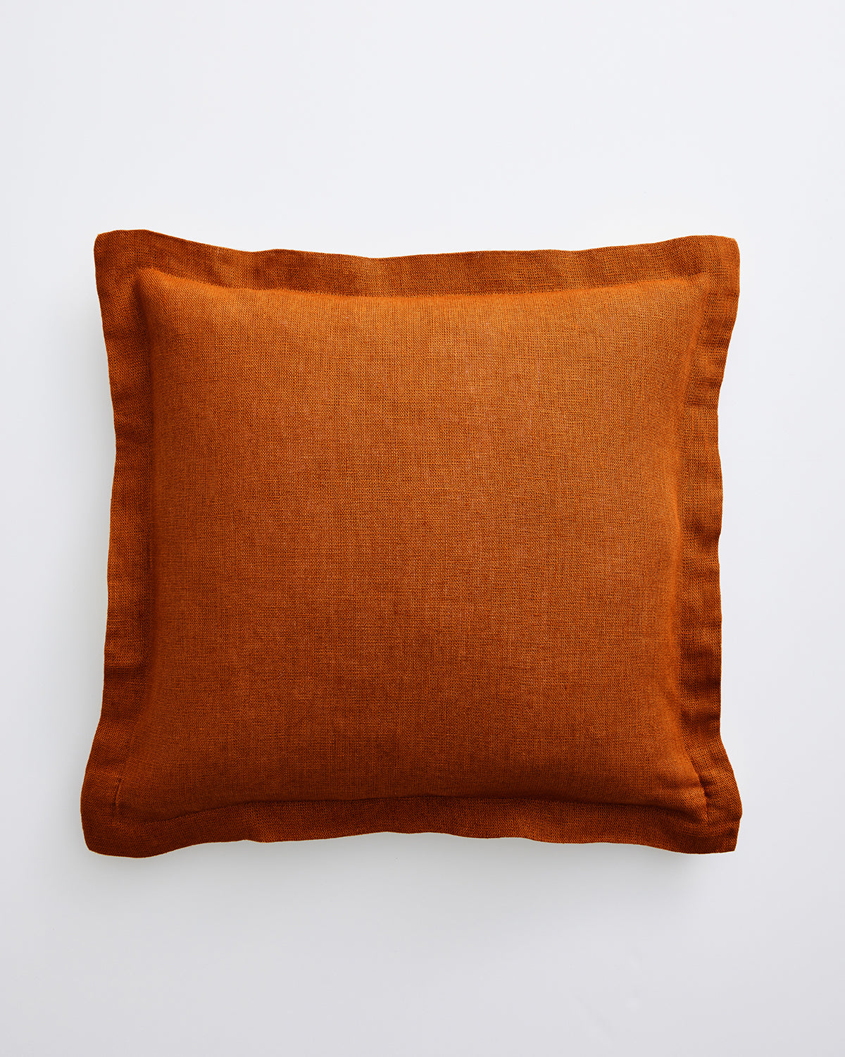 Housse de coussin 100 % lin français couleur rouille