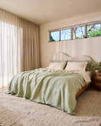 Ensemble de literie en lin 100 % français couleur sauge