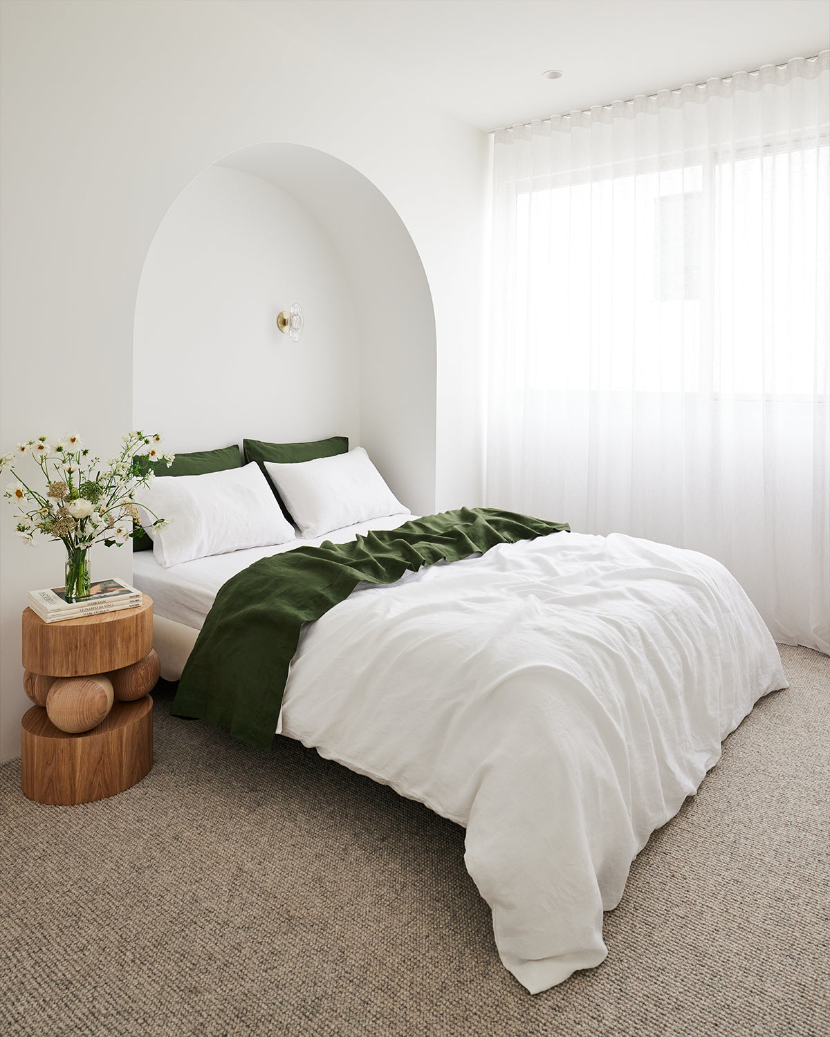 Drap plat Olive 100% lin français