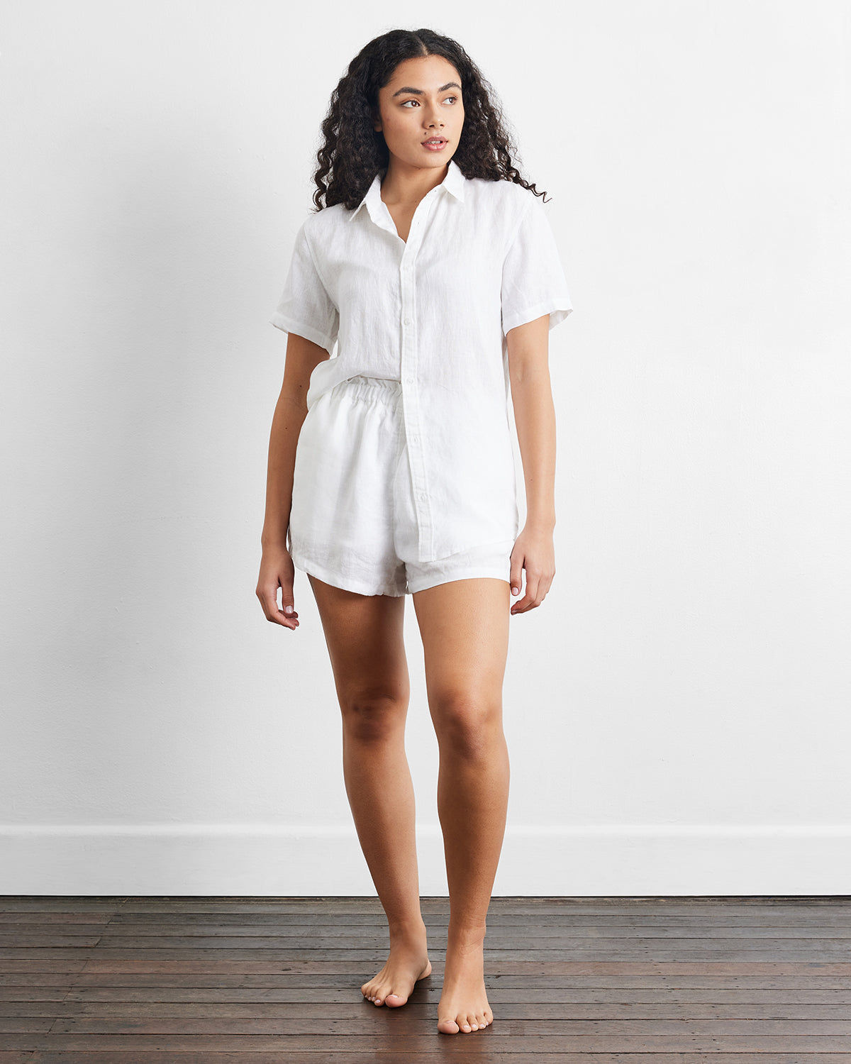 Chemise blanche à manches courtes 100% lin français