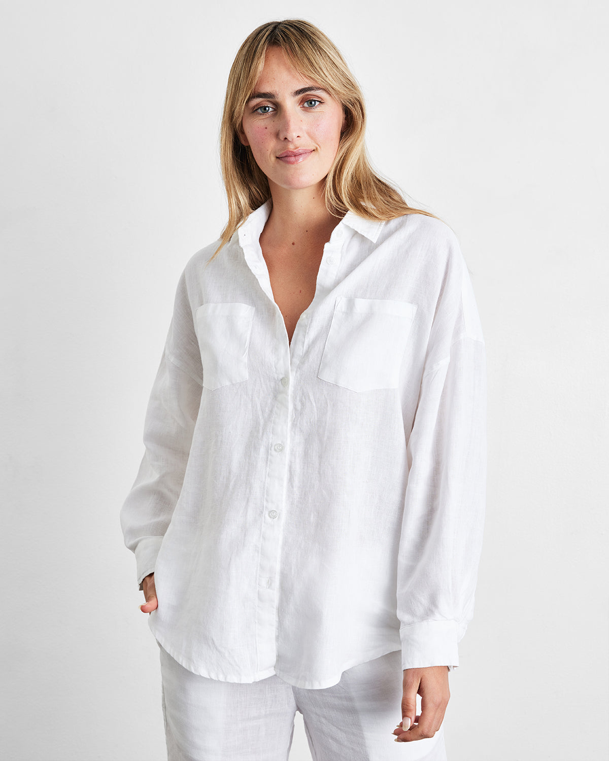 Chemise blanche à manches longues 100% lin français