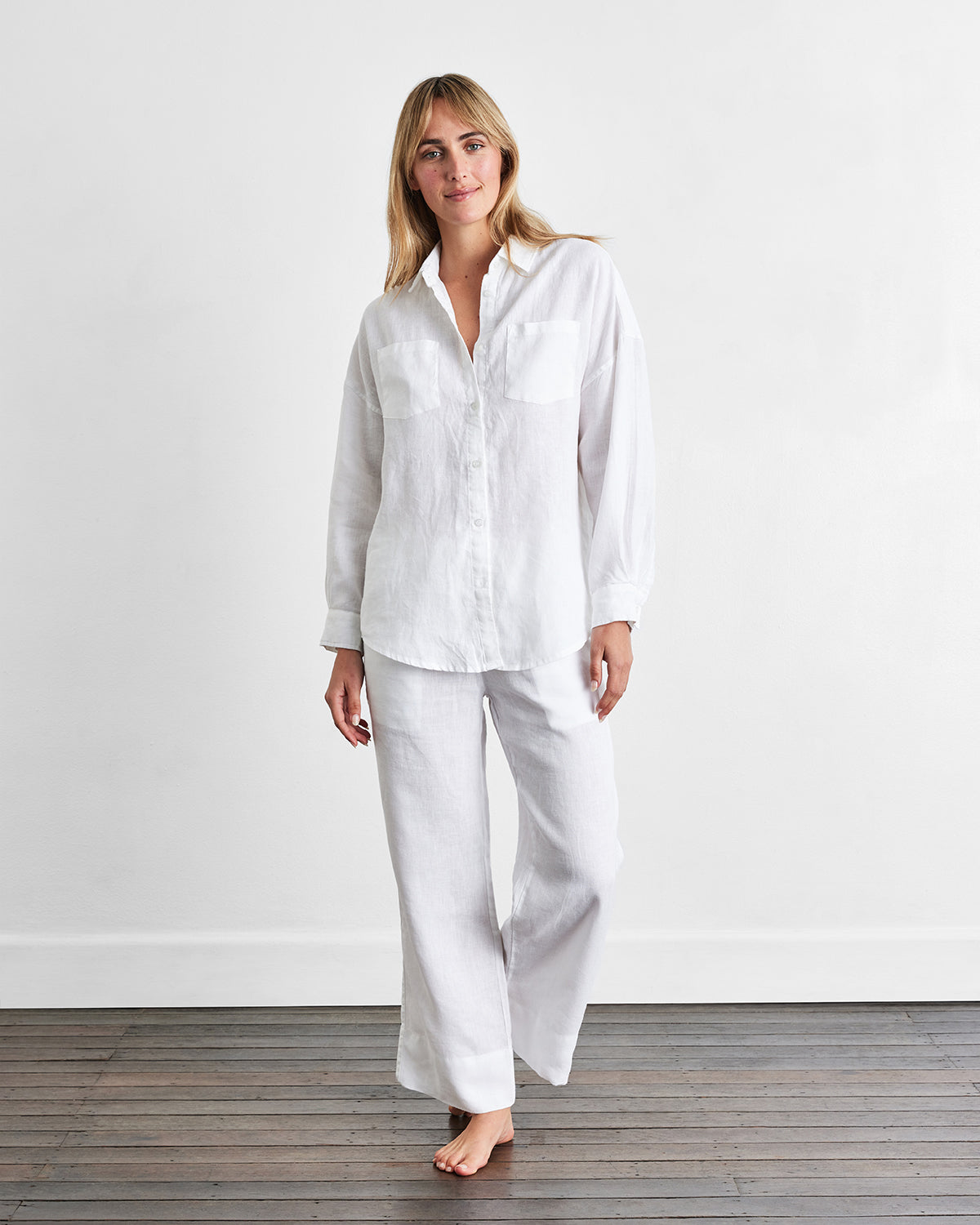 Chemise blanche à manches longues 100% lin français